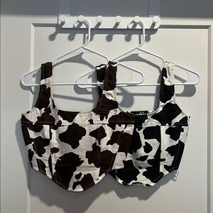 (2) Cow Print Crop Tops - SIZE S